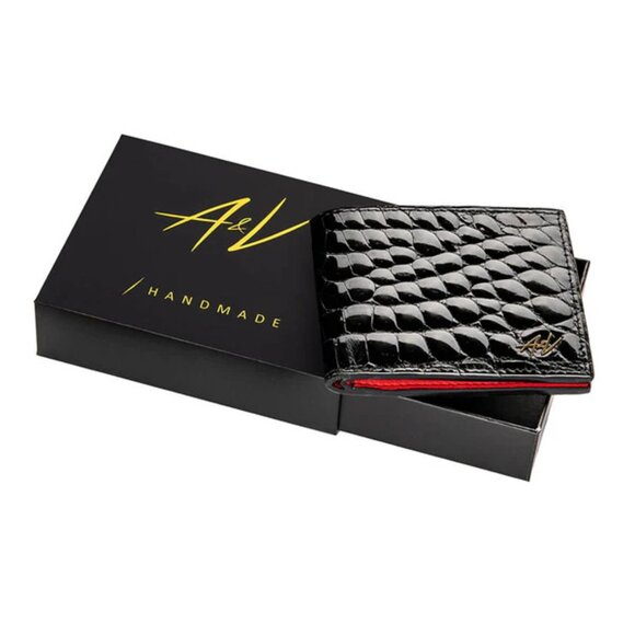 Premium Alligator Leather Wallet – Exotic & Elegant - Lacquer Black - Picture 5 of 5
